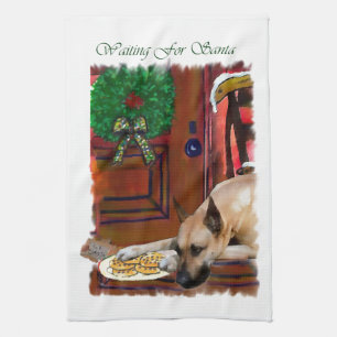 Fawn Great Dane Christmas Tea Towel
