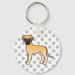 Fawn Great Dane Cute Cartoon Dog Key Ring