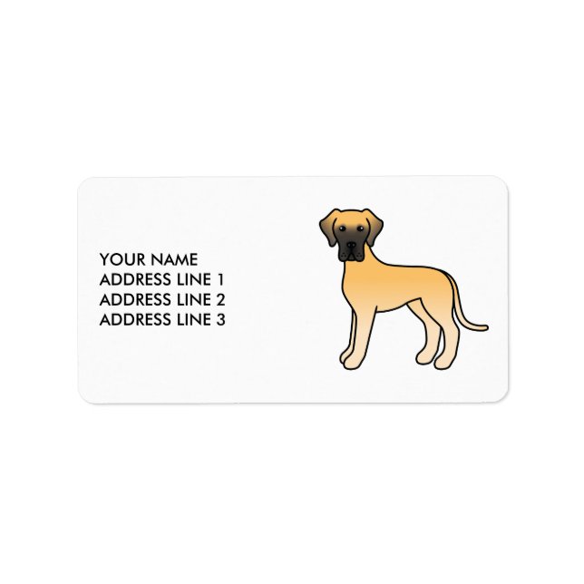 Fawn Great Dane Cute Cartoon Dog & Text Label (Front)
