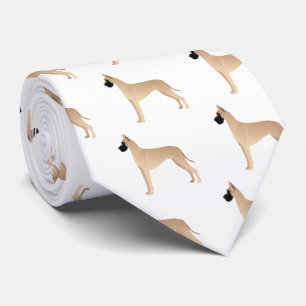Fawn Great Dane Dog Breed Illustration Silhouette Tie