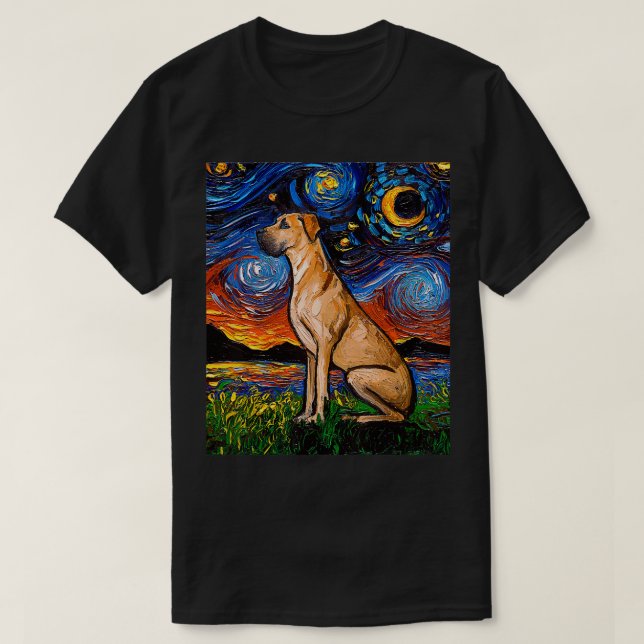 Fawn Great Dane Starry Night  T-Shirt (Design Front)