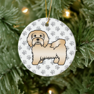 Fawn Havanese Cute Cartoon Dog Illustration Ceramic Ornament