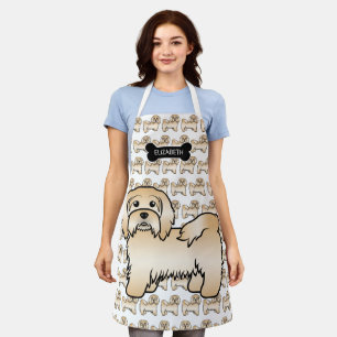 Fawn Havanese Cute Cartoon Dog Illustration & Name Apron