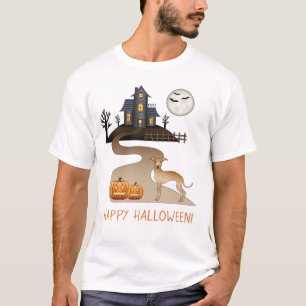 Fawn Iggy Cute Dog And Halloween Haunted House T-Shirt