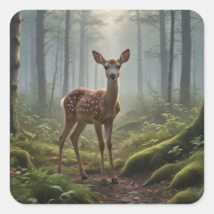 Fawn in the Forest Square Sticker