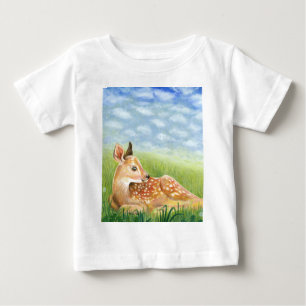 Fawn in the Grass Illustration Baby T-Shirt