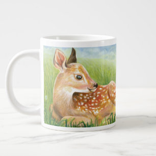 Fawn in the Grass Illustration Large Coffee Mug