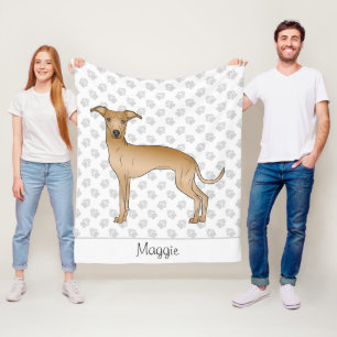 Fawn Italian Greyhound Cartoon Dog With A Name Fleece Blanket