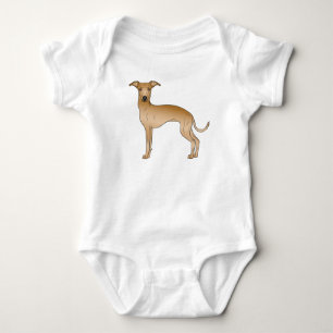 Fawn Italian Greyhound Cute Cartoon Dog Design Baby Bodysuit