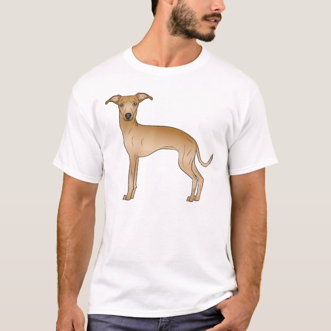 Fawn Italian Greyhound Cute Cartoon Dog Design T-Shirt (Front)