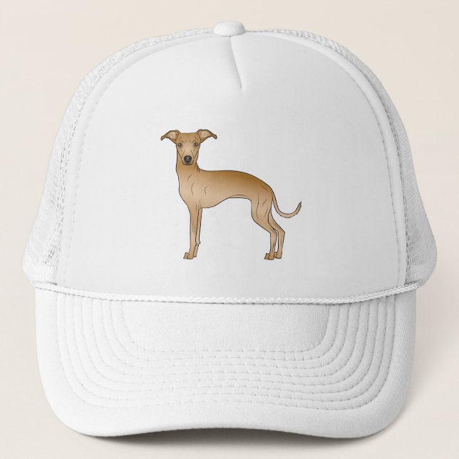 Fawn Italian Greyhound Cute Cartoon Dog Trucker Trucker Hat (Front)