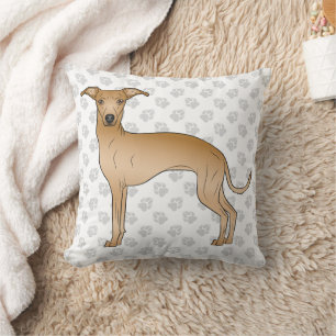 Fawn Italian Greyhound Cute Cartoon Dog With Paws Cushion