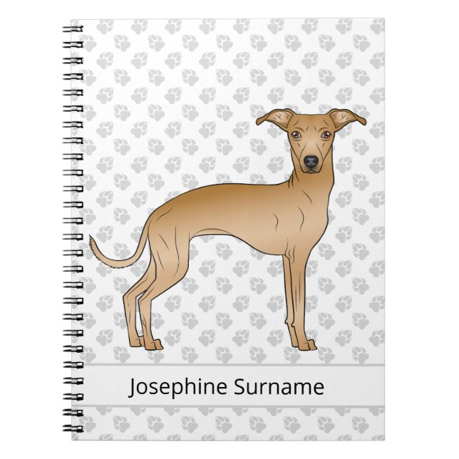 Fawn Italian Greyhound Dog With Custom Text Notebook (Front)