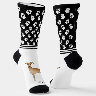 Fawn Italian Greyhound Dog With Name And Paws Socks