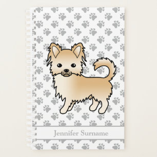 Fawn Long Coat Chihuahua Dog & Custom Text Planner