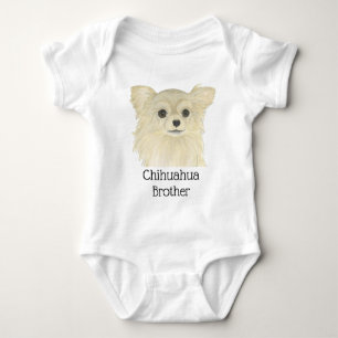 Fawn Long Haired Chihuahua Dog Baby Bodysuit