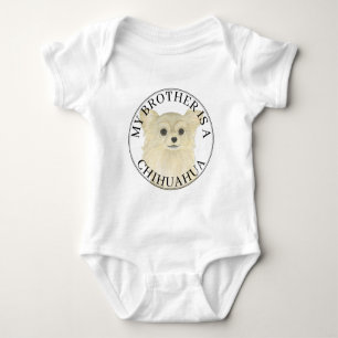 Fawn Long Haired Chihuahua Dog Big Brother Baby Bodysuit