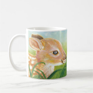 Fawn lying in the grass and Squirrel Coffee Mug