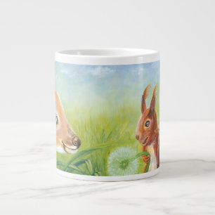 Fawn lying in the grass and Squirrel Large Coffee Mug