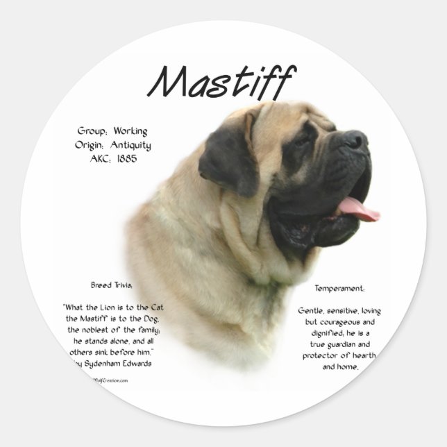 Fawn Mastiff History  Classic Round Sticker (Front)