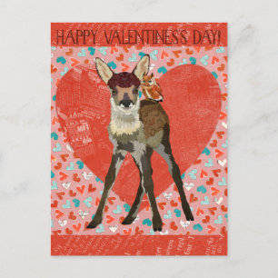 FAWN & OWL VALENTINE'S Postcard
