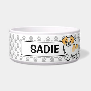 Fawn Parti-colour Tibetan Spaniel Cartoon Dog