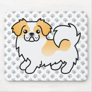 Fawn Parti-Colour Tibetan Spaniel Cute Cartoon Dog Mouse Pad