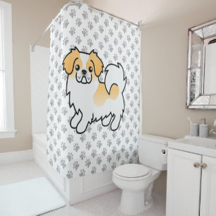 Fawn Parti-Colour Tibetan Spaniel Cute Cartoon Dog Shower Curtain