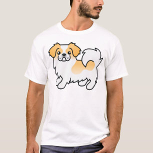 Fawn Parti-Colour Tibetan Spaniel Cute Cartoon Dog T-Shirt