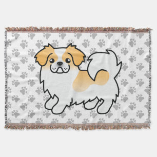 Fawn Parti-Colour Tibetan Spaniel Cute Cartoon Dog Throw Blanket