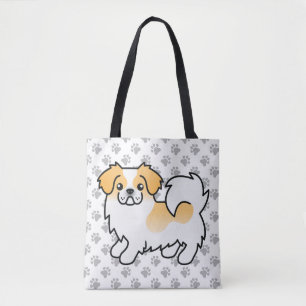 Fawn Parti-Colour Tibetan Spaniel Cute Cartoon Dog Tote Bag