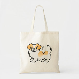 Fawn Parti-Colour Tibetan Spaniel Cute Cartoon Dog Tote Bag
