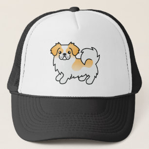 Fawn Parti-Colour Tibetan Spaniel Cute Cartoon Dog Trucker Hat