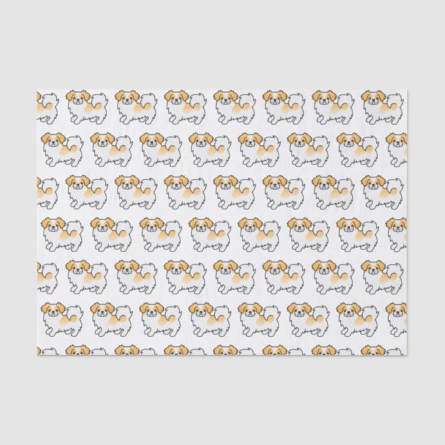 Fawn Parti-Colour Tibetan Spaniel Cute Dog Pattern Tissue Paper (Front)