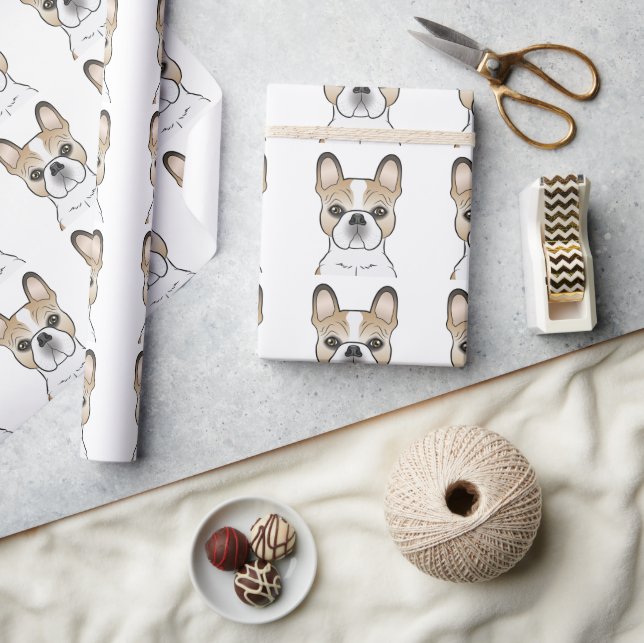 Fawn Pied French Bulldog Frenchie Cute Dog Pattern Wrapping Paper (Crafts)