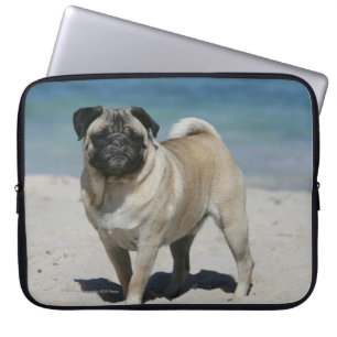 Fawn Pug at the Beach Laptop Sleeve