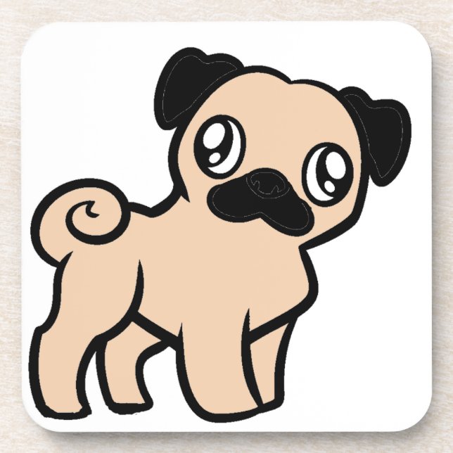 fawn pug cartoon coaster (Front)