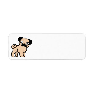 fawn pug cartoon return address label
