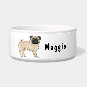 Fawn Pug Cute Cartoon Dog With Custom Name