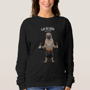 Fawn Pug Dog Muscle Training Weightlifting Fitness Sweatshirt