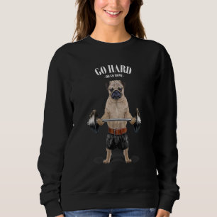 Fawn Pug Dog Muscle Training Weightlifting Fitness Sweatshirt