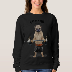 Fawn Pug Dog Muscle Training Weightlifting Fitness Sweatshirt