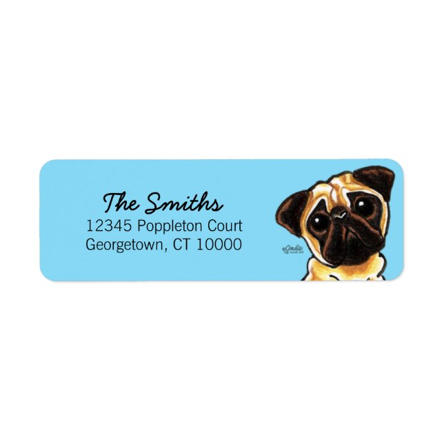 Fawn Pug Face Custom Colour Return Address Label (Front)