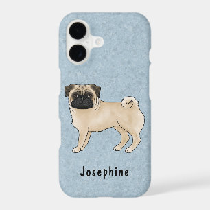 Fawn Pug Mops Cute Cartoon Dog With Custom Name