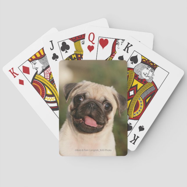 Fawn Pug Puppy Panting Playing Cards (Back)