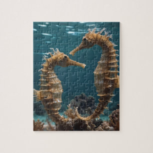 Fawn Romantic Seahorses Under The Ocean,  Jigsaw Puzzle