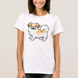 Fawn Sable Parti-colour Tibetan Spaniel Cartoon Do T-Shirt