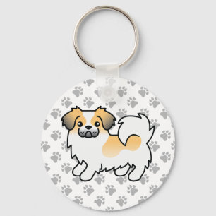 Fawn Sable Parti-Colour Tibetan Spaniel Cute Dog Key Ring