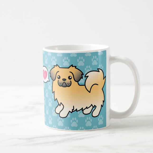 Fawn Sable Tibetan Spaniel Cartoon Dog Coffee Mug (Right)