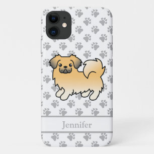 Fawn Sable Tibetan Spaniel Cute Cartoon Dog & Name iPhone 11 Case